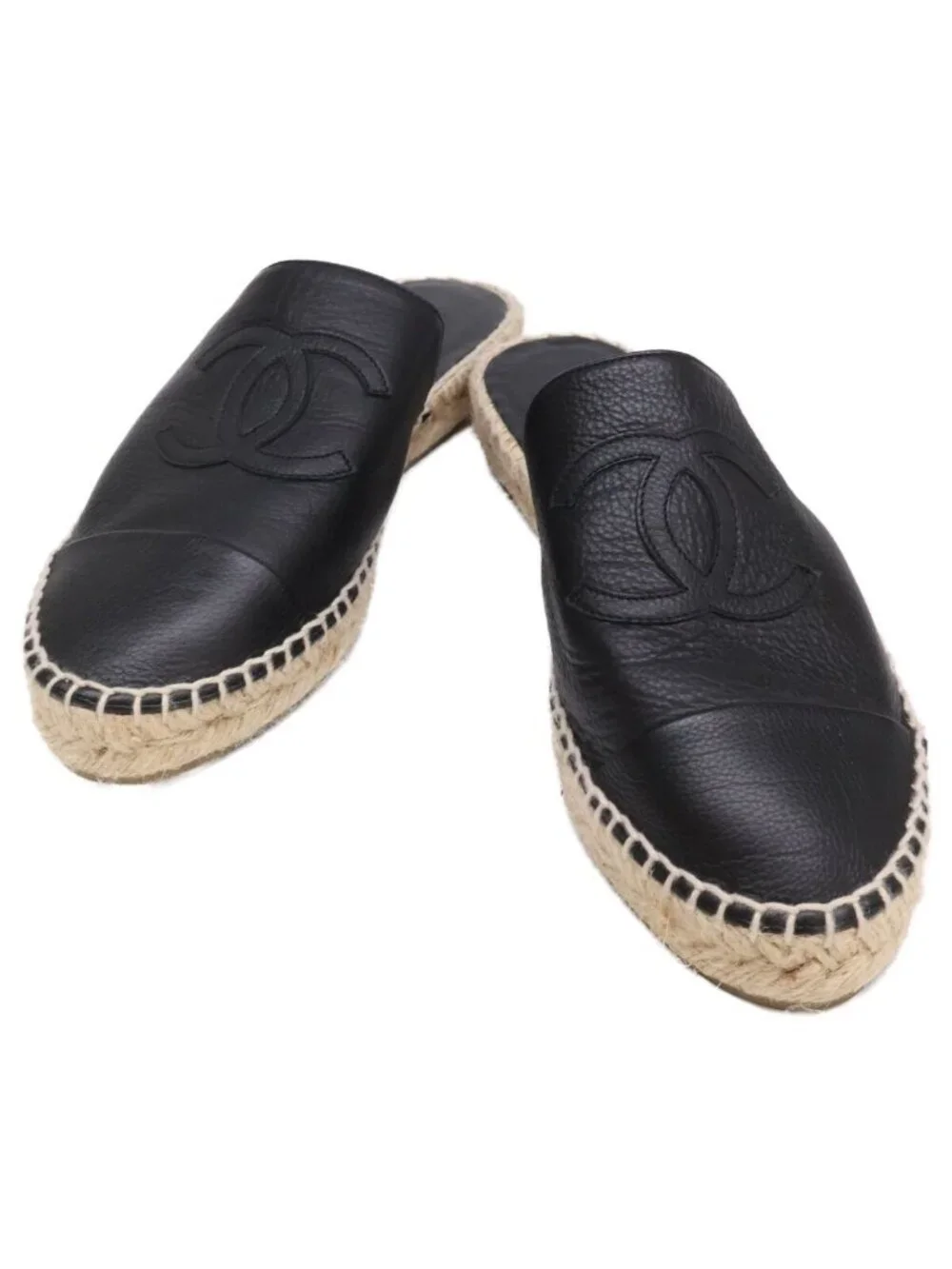Chanel CC Logo Espadrilles Slide Sandals
